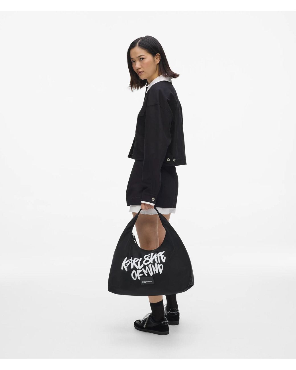 KL Jeans Black Slouchy Karl Quote Tote Bag