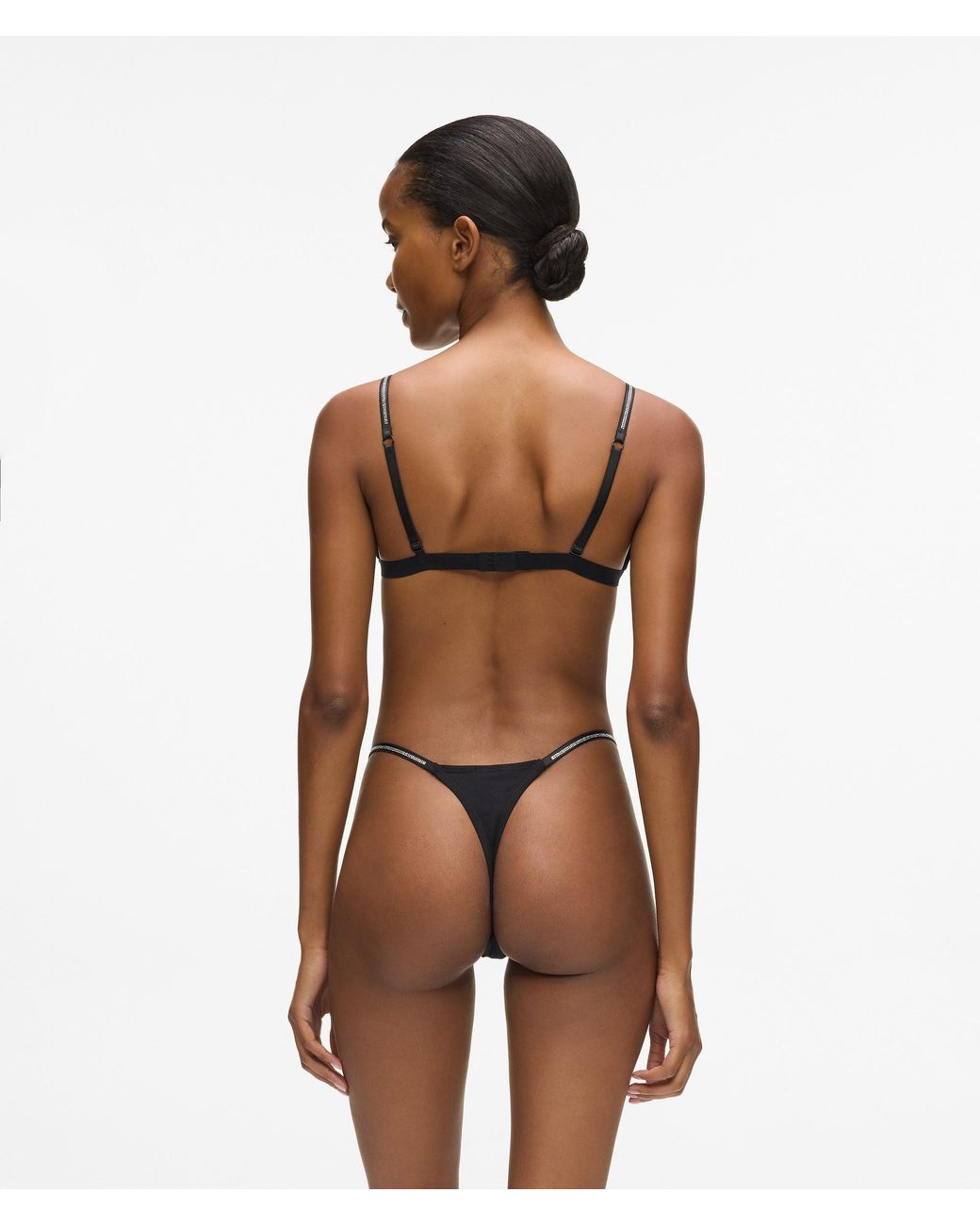 Karl Lagerfeld Black Ikon Rhinestones Thong