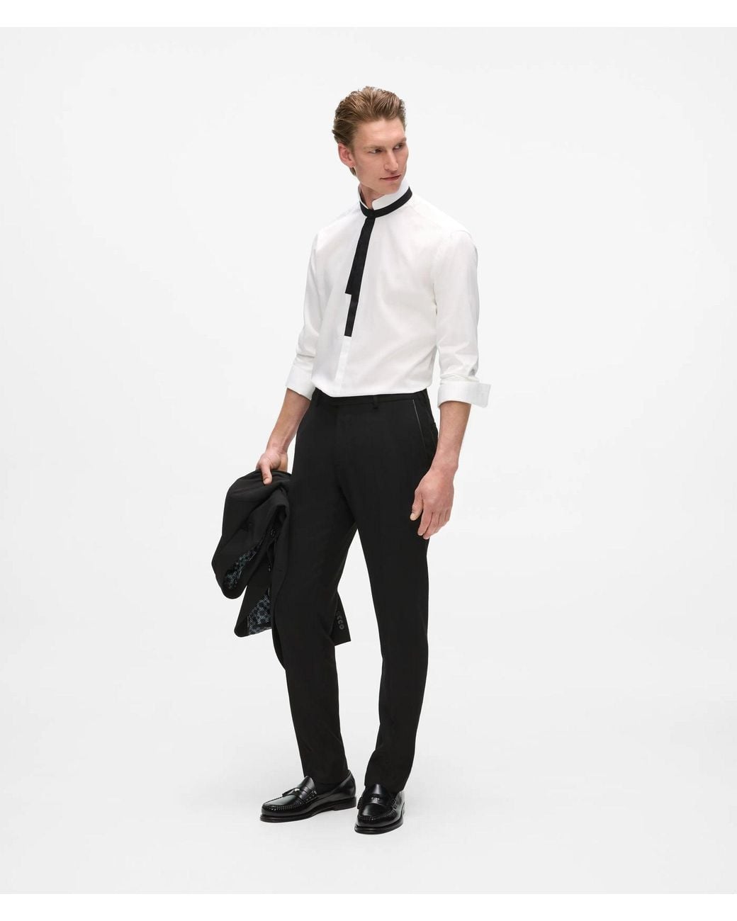 Karl Lagerfeld White Modern-Fit Slim Tie Shirt for men