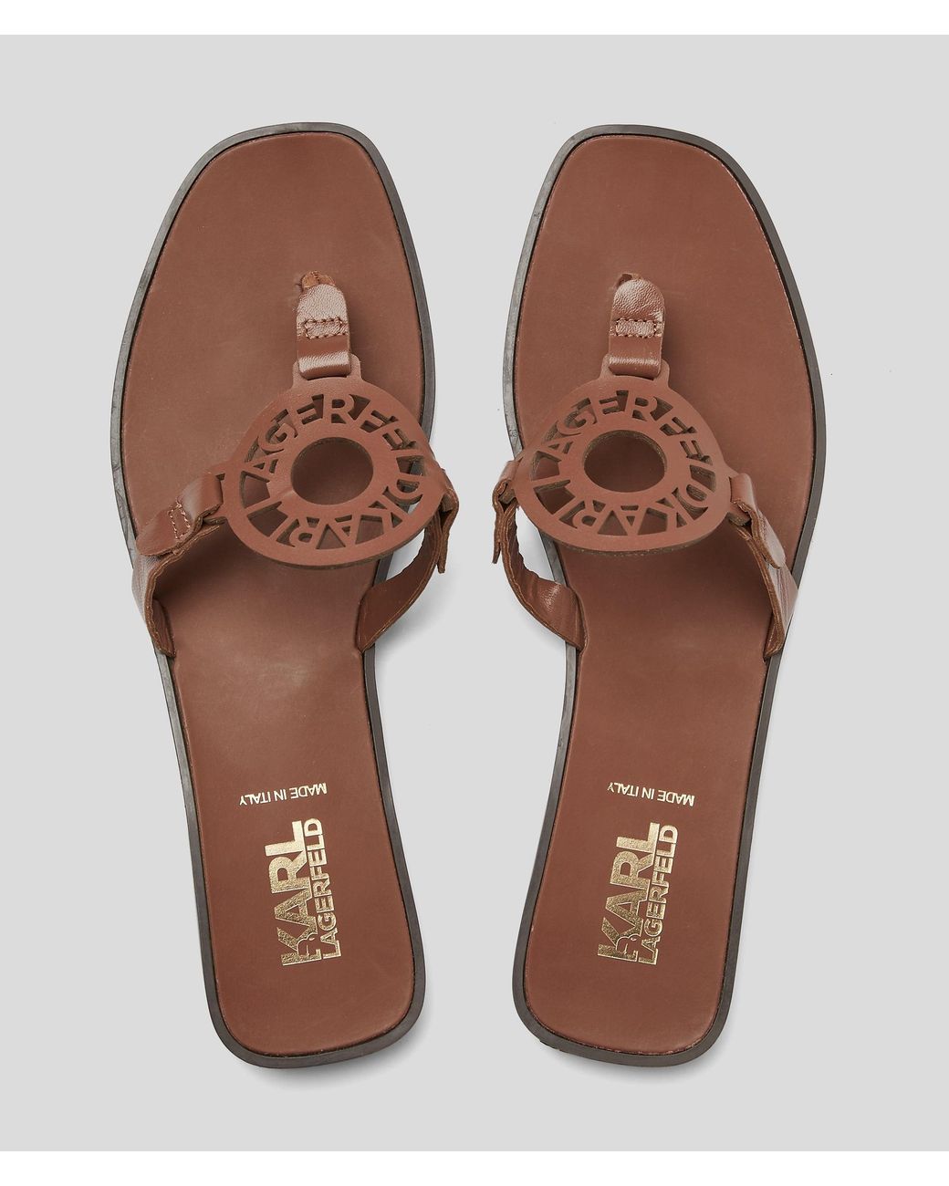 Karl Lagerfeld Brown Ring Logo Sandals