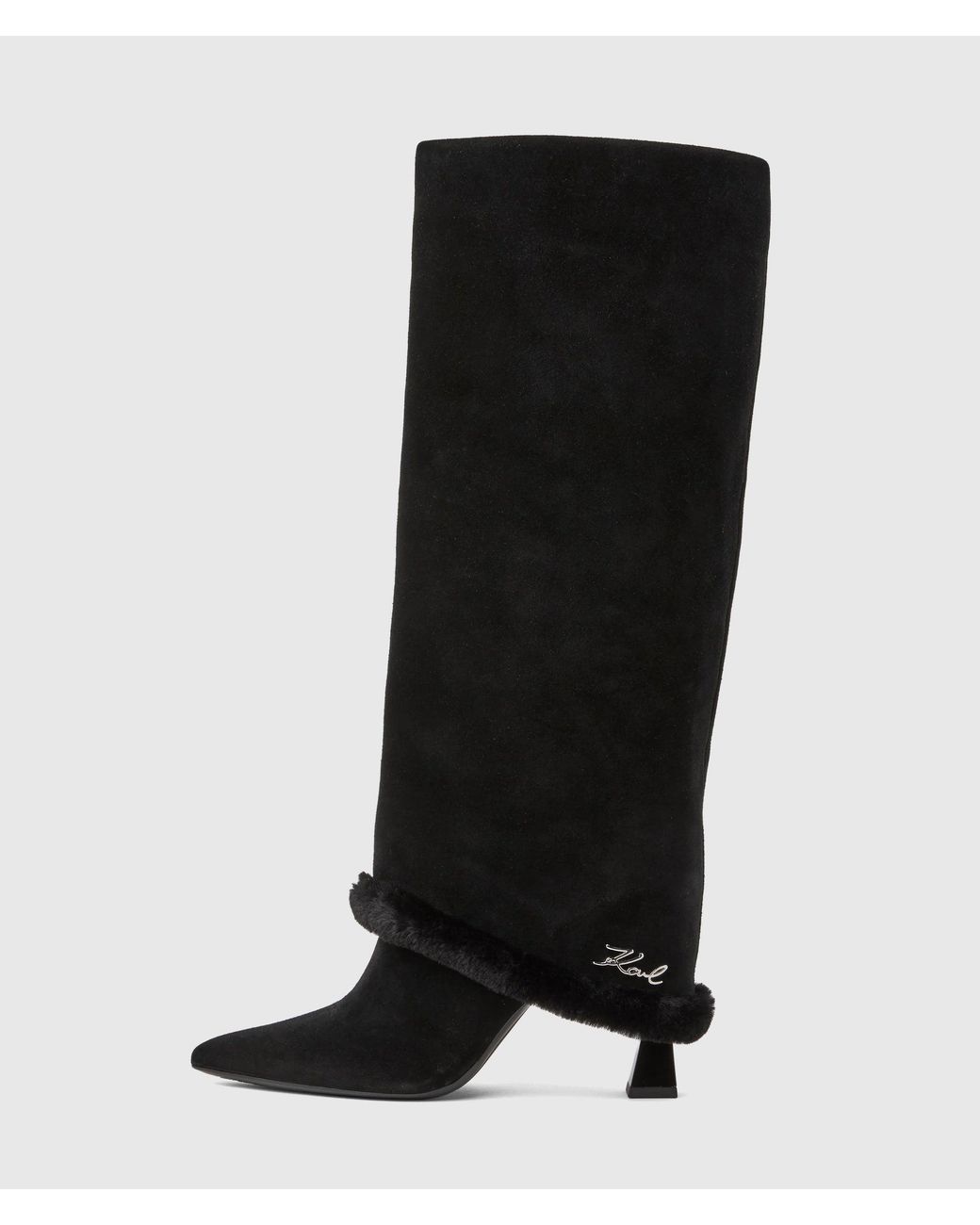 Karl Lagerfeld Black Debutante High Fold-Down Boots
