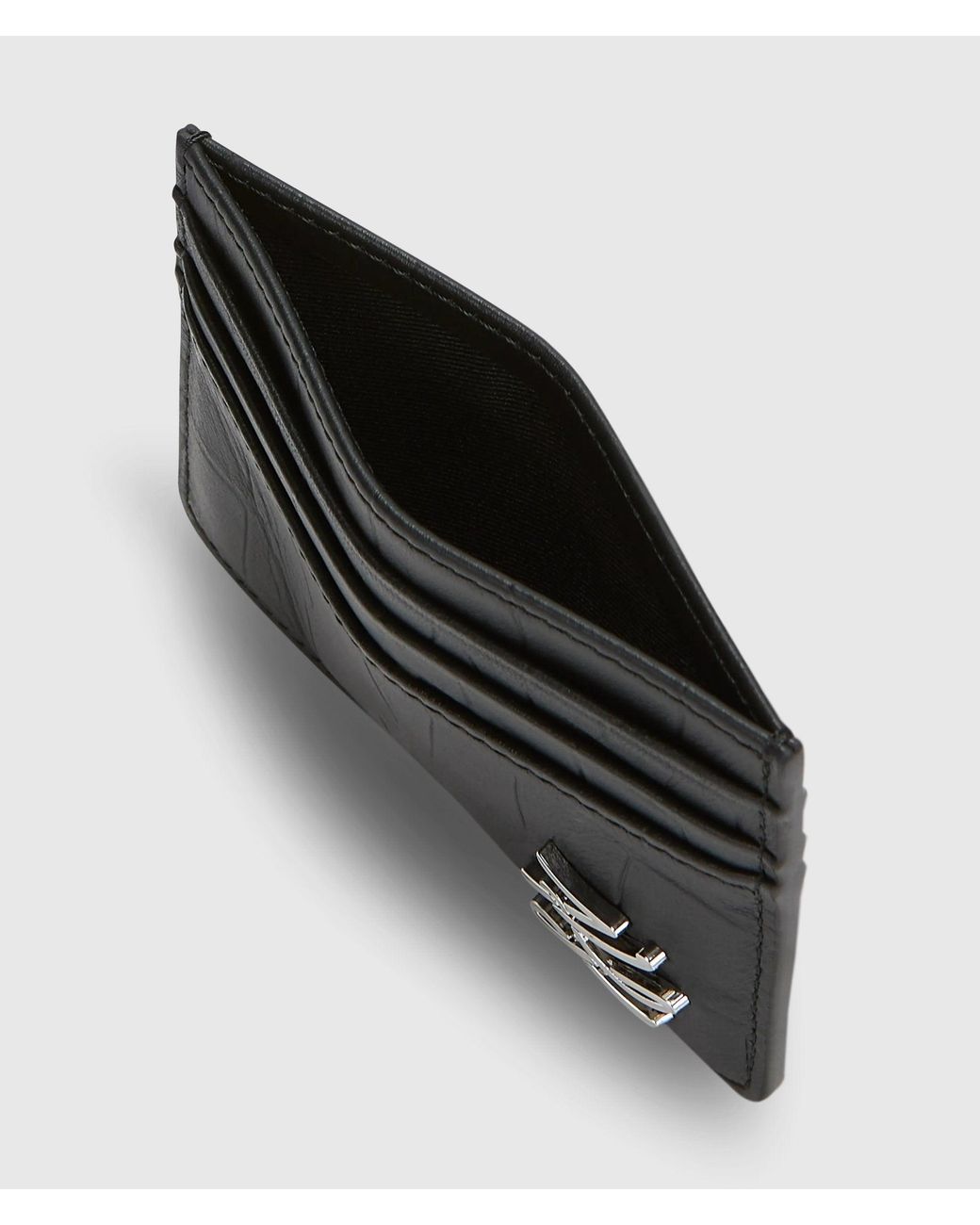 Karl Lagerfeld Black K/Croc Leather Cardholder for men