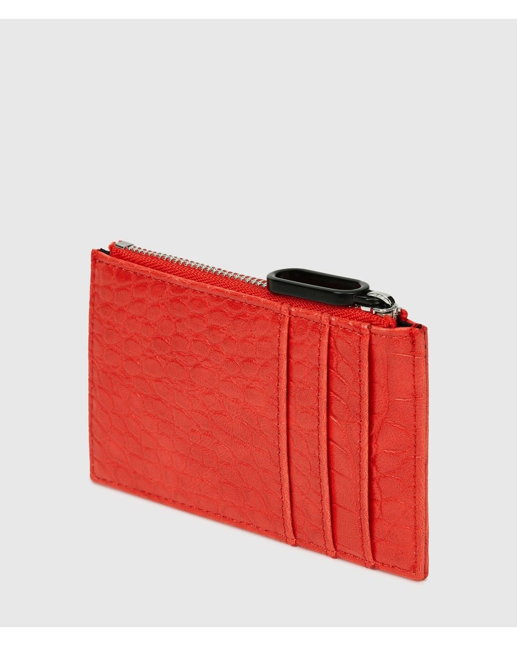 KL Jeans Red Metal Logo Croco Cardholder