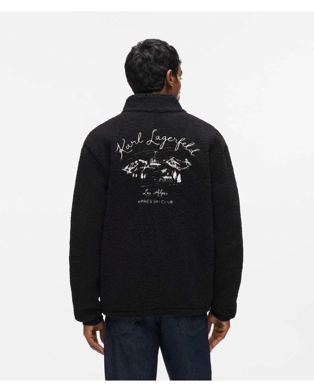 Karl Lagerfeld Black Loungewear Zip-Up Fleece Jacket for men