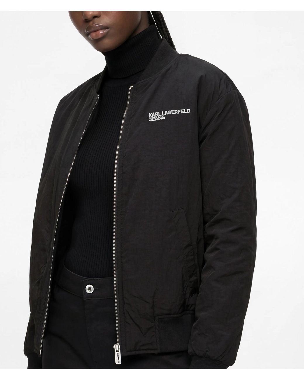 KL Jeans Black Reversible Faux-Fur Bomber Jacket