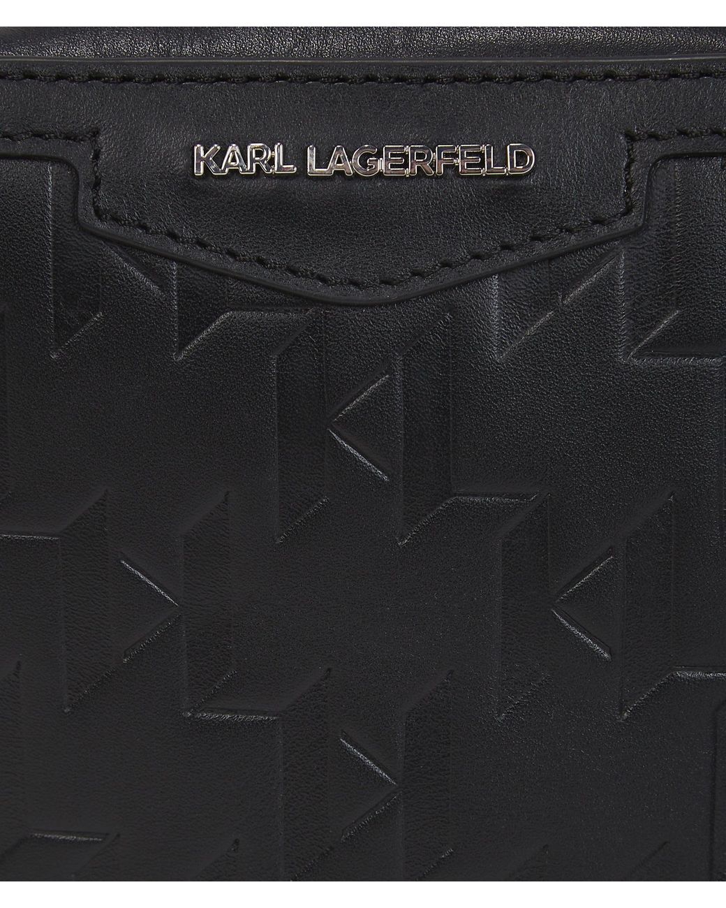 Karl Lagerfeld Black K/Loom Leather Small Sling Bag for men