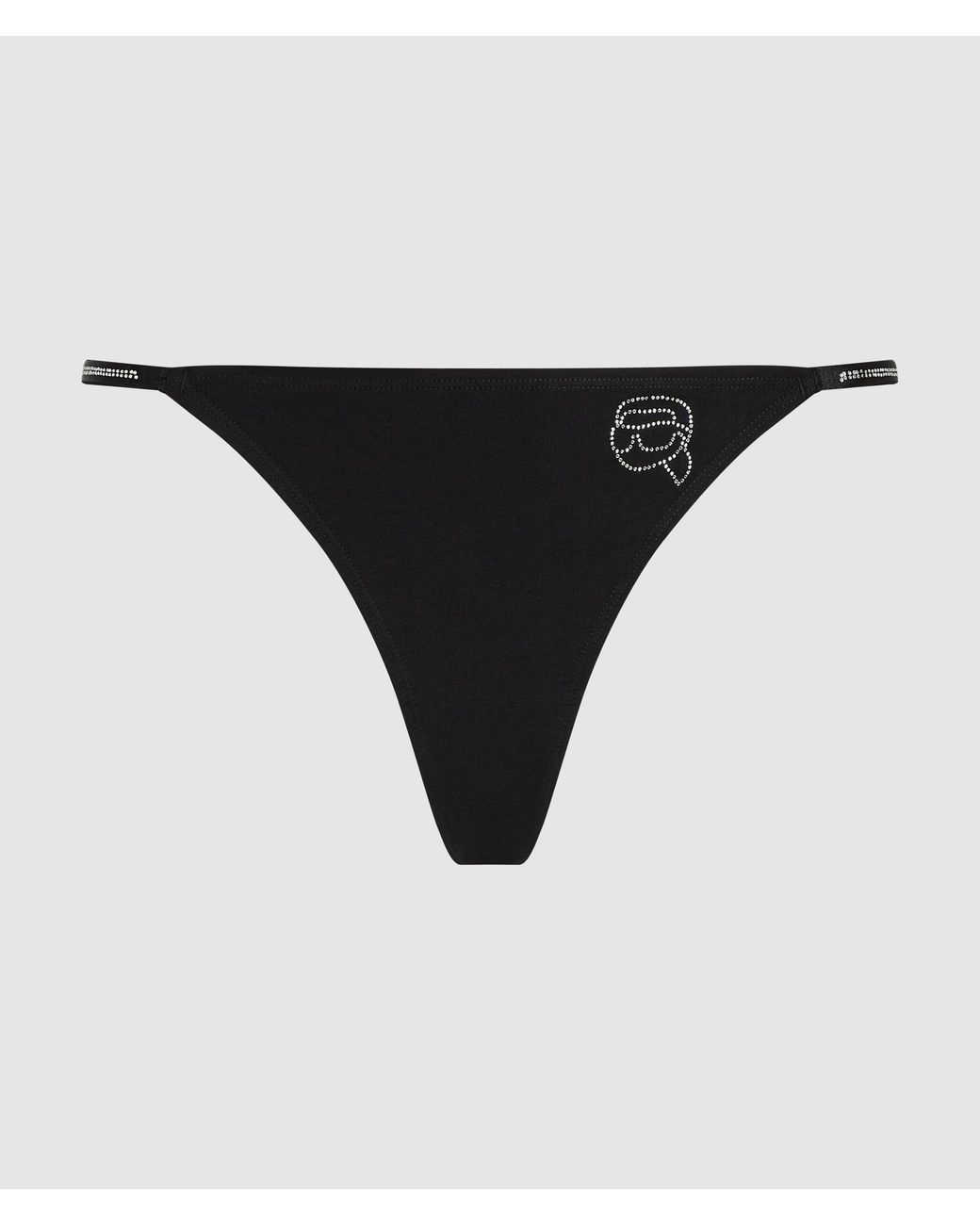 Karl Lagerfeld Black Ikon Rhinestones Thong