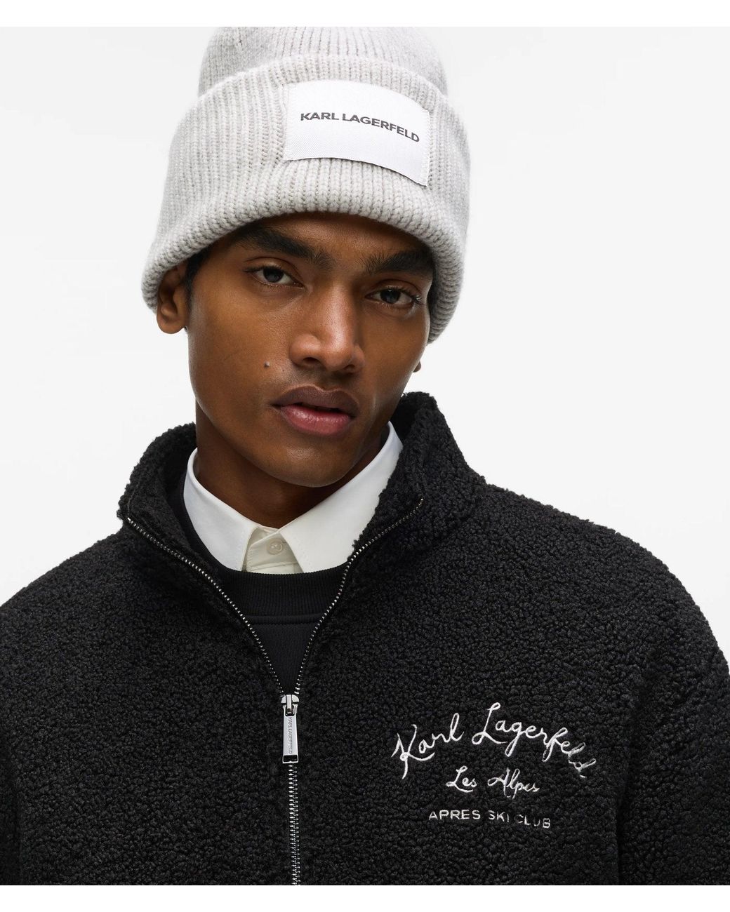 Karl Lagerfeld Black Loungewear Zip-Up Fleece Jacket for men