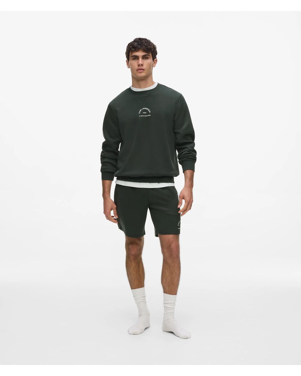 Karl Lagerfeld Green Rue St-Guillaume Loungewear Sweatshirt for men