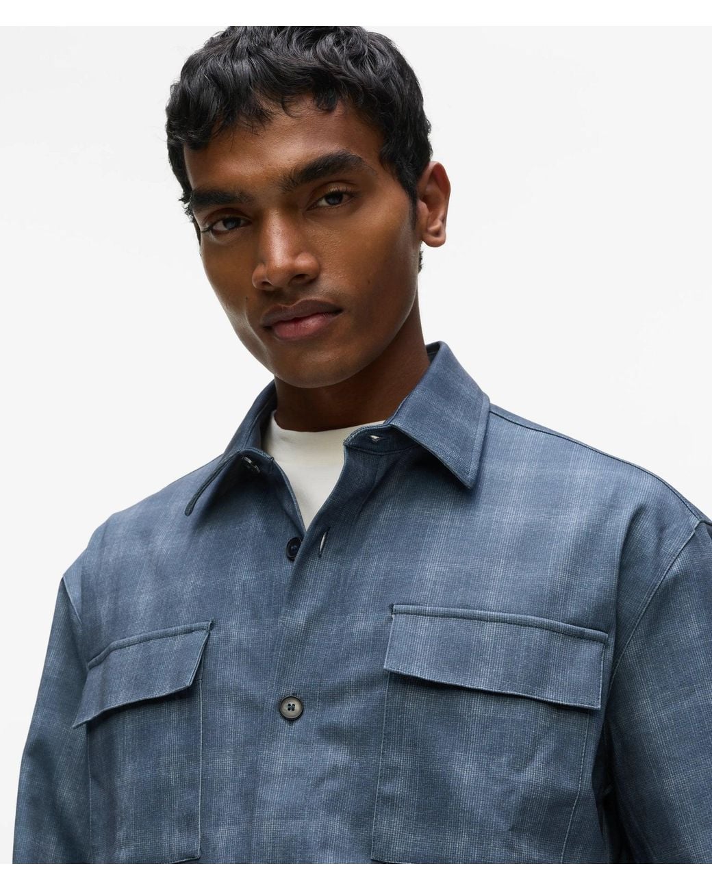 Karl Lagerfeld Blue Casual Checked Shirt for men