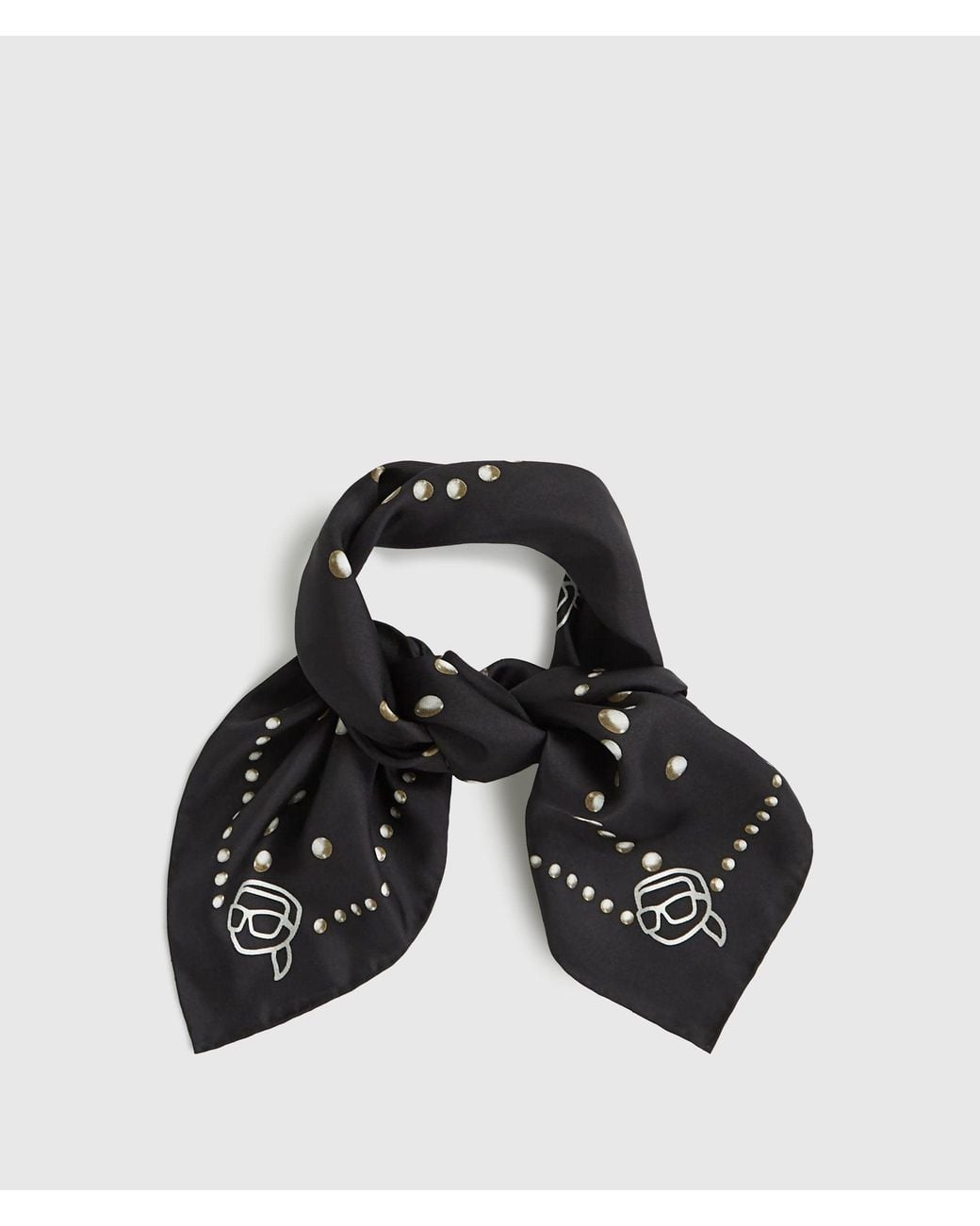 Karl Lagerfeld Black Ikon Pearl Print Silk Scarf