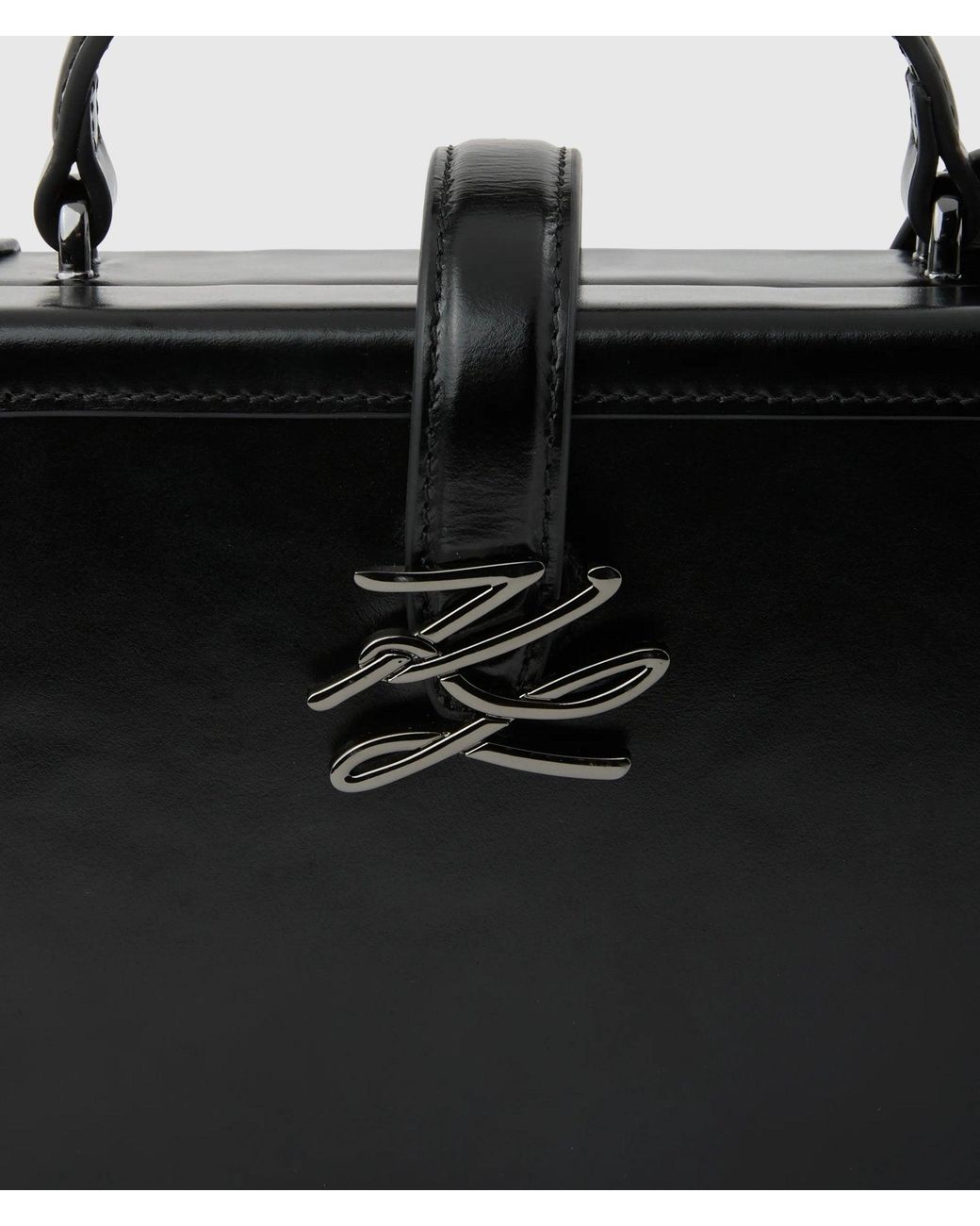 Karl Lagerfeld Black K/Autograph Drop Small Leather Trunk Bag