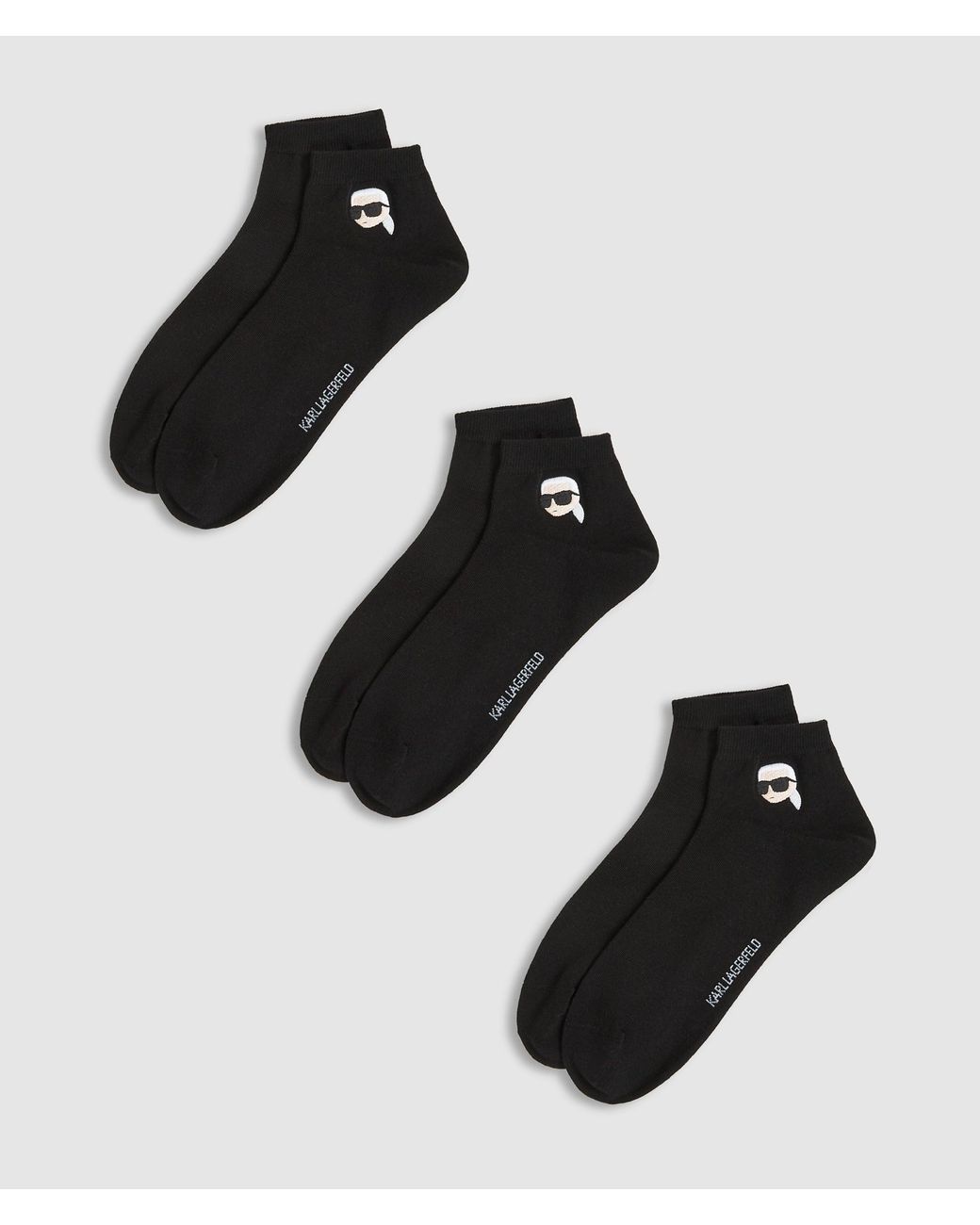 Karl Lagerfeld Black Ikon Short Socks – 3-Pack for men