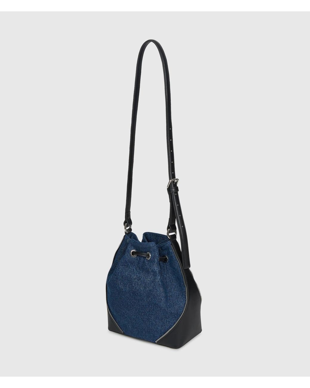 KL Jeans Blue Rebel Denim And Faux-Leather Bucket Bag