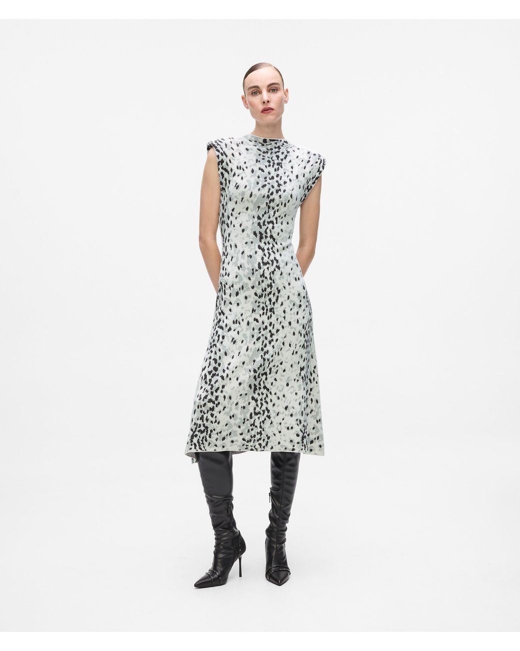 Karl Lagerfeld White Snow Leopard Knit Dress