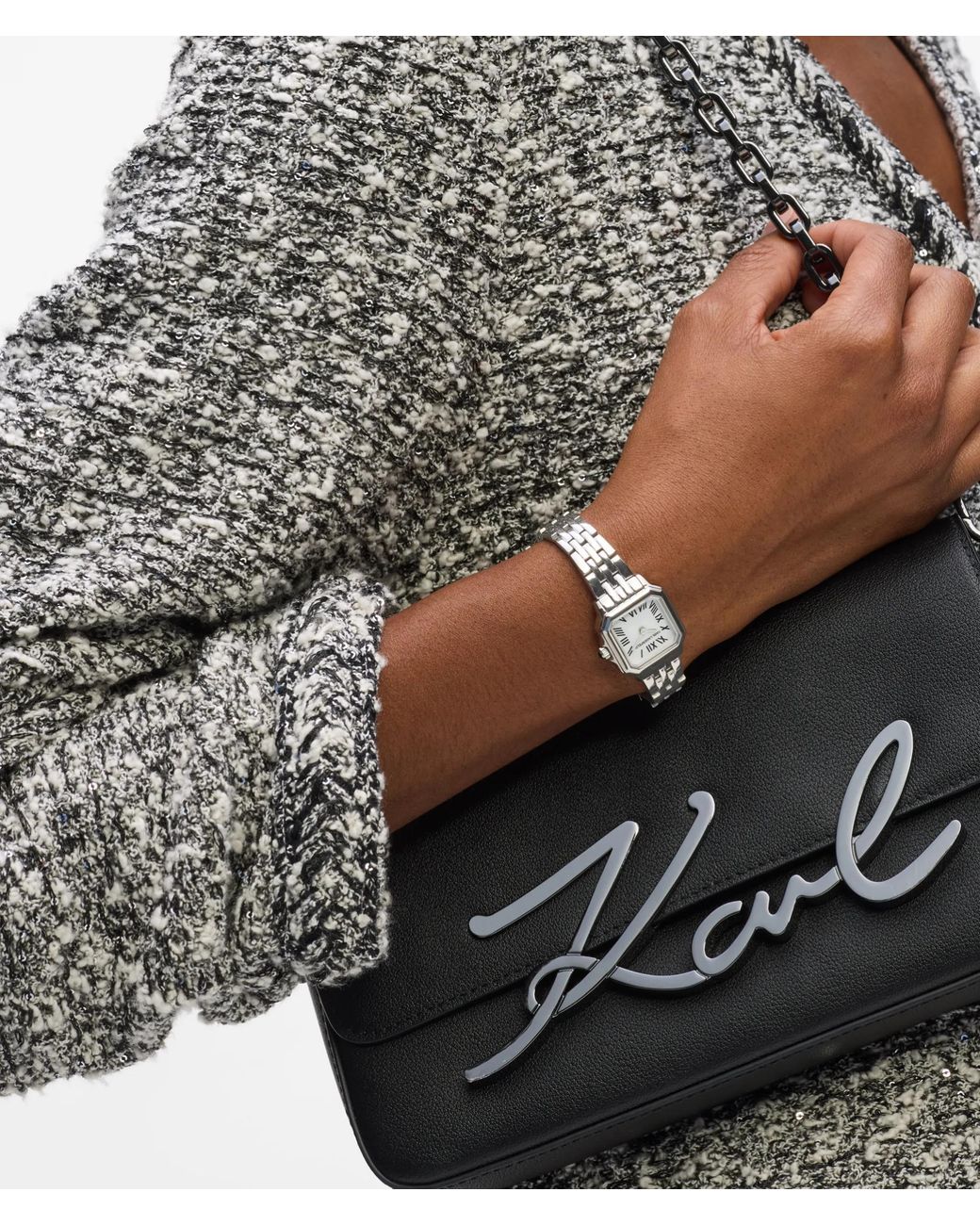 Karl Lagerfeld White Petite Square Logo Watch