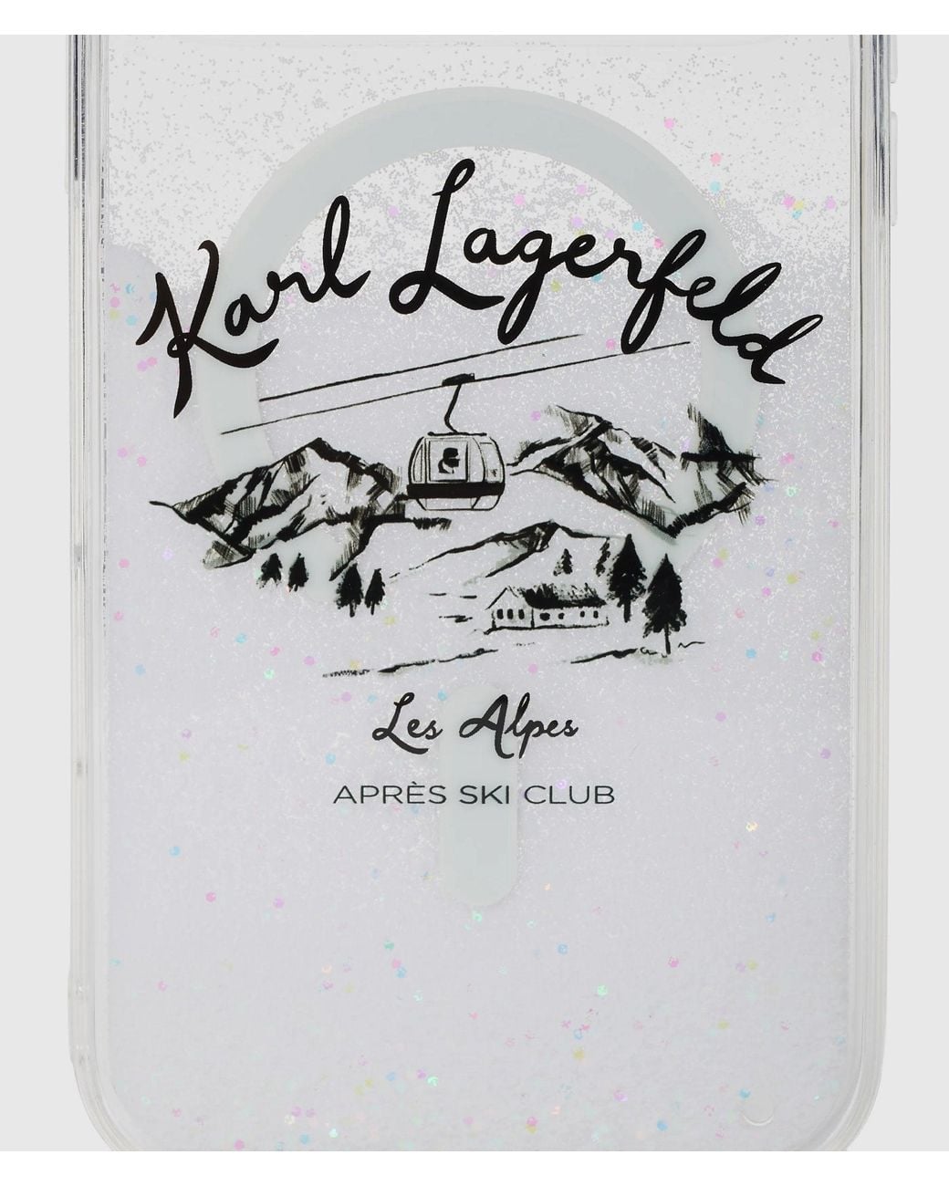 Karl Lagerfeld White Apres Ski Glitter Iphone 17 Pro Case