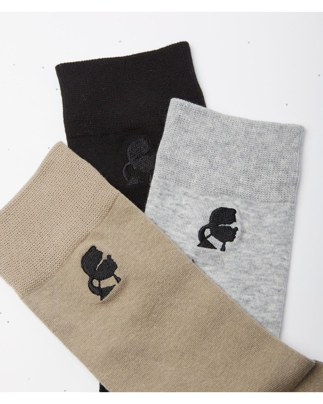 Karl Lagerfeld White Kameo Socks – 3-Pack, Multicoloured for men