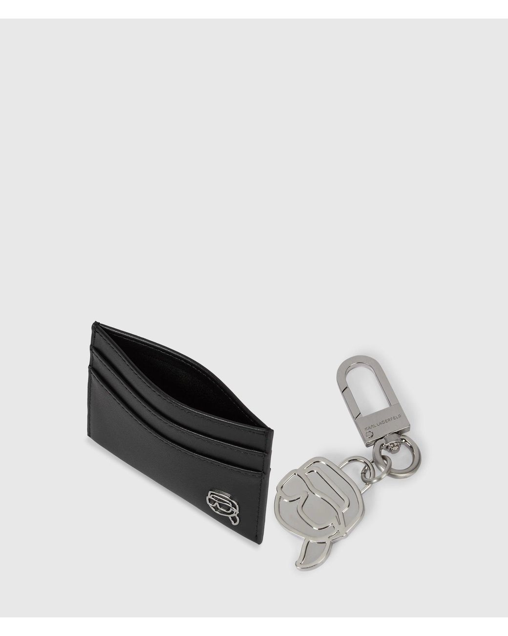 Karl Lagerfeld White Ikon Cardholder And Keychain Gift Set for men