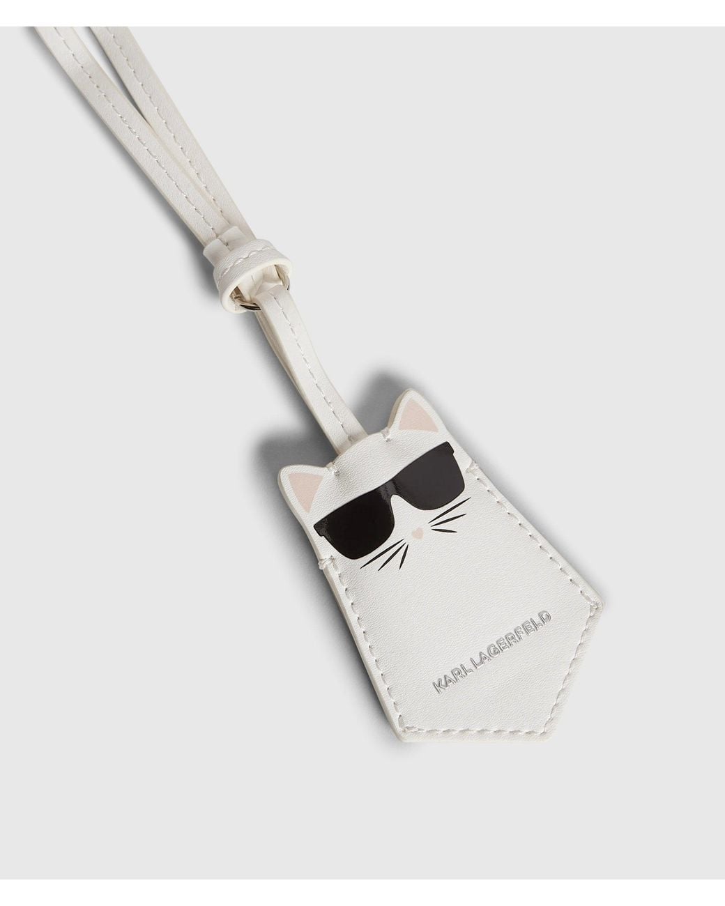 Karl Lagerfeld White Ikon Choupette Lanyard Keychain
