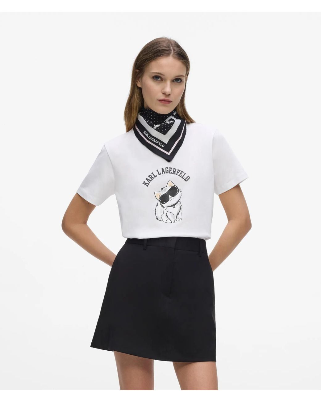 Karl Lagerfeld White Exclusive Ikon Choupette Graphic T-Shirt