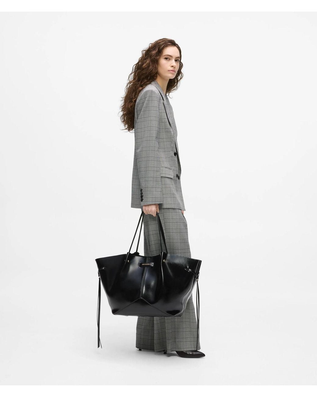 Karl Lagerfeld Black Exclusive K/Pierced Large Shiny Tote Bag