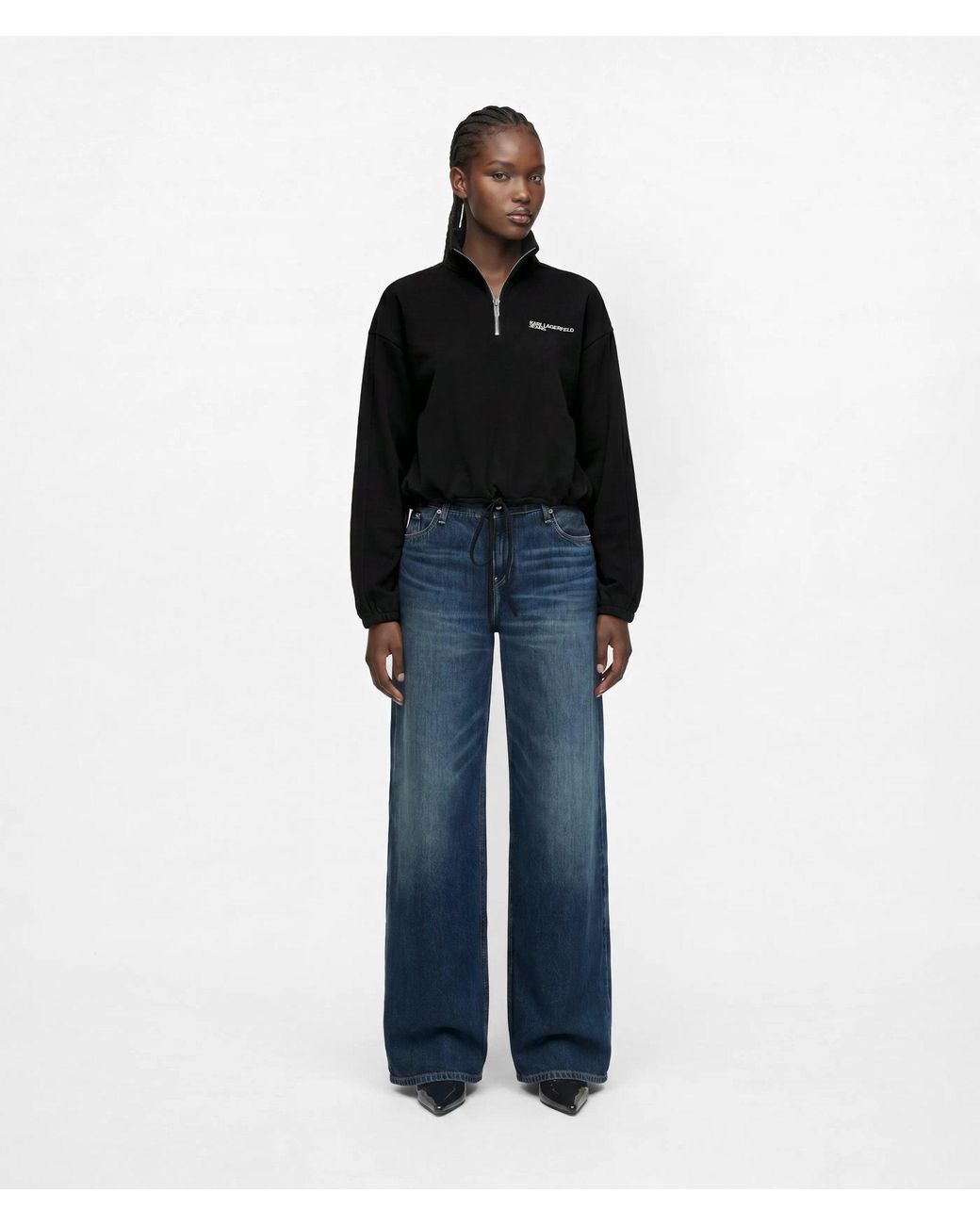 KL Jeans Blue Washed Low-Rise Wide-Leg Jeans