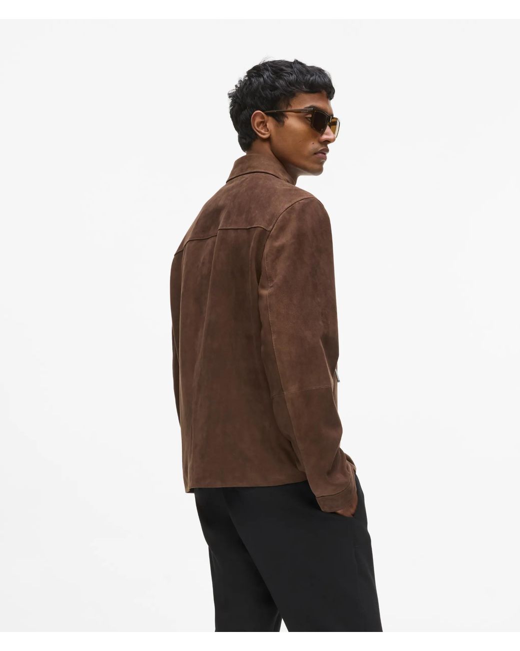Karl Lagerfeld Brown Exclusive Suede Jacket for men