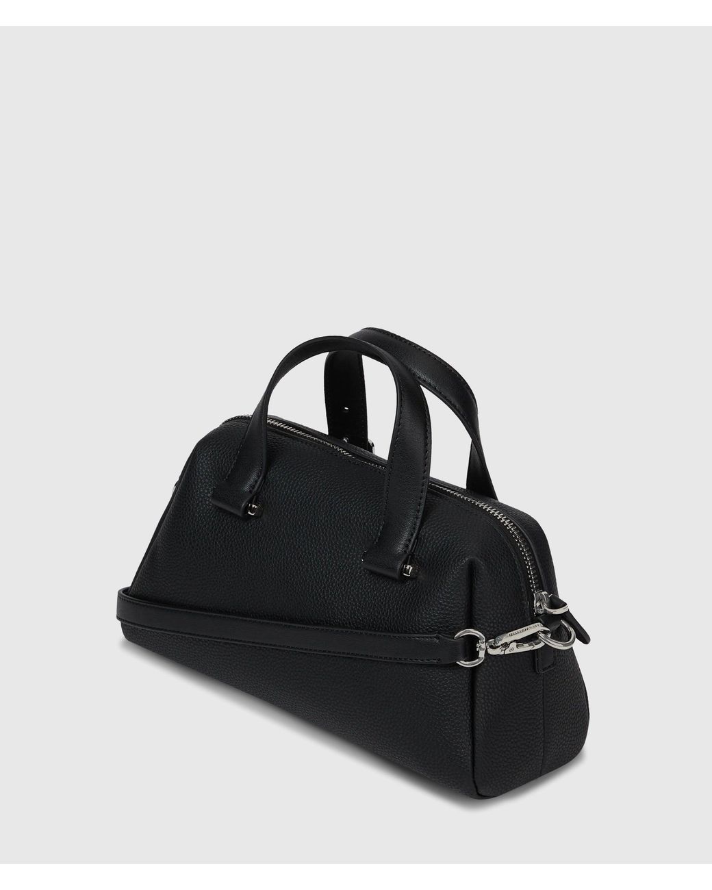 Karl Lagerfeld Black Ikon Pebble Small Charm Satchel Bag