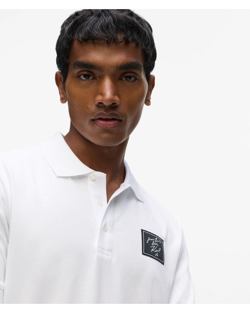 Karl Lagerfeld White From Paris With Love Polo Shirt for men