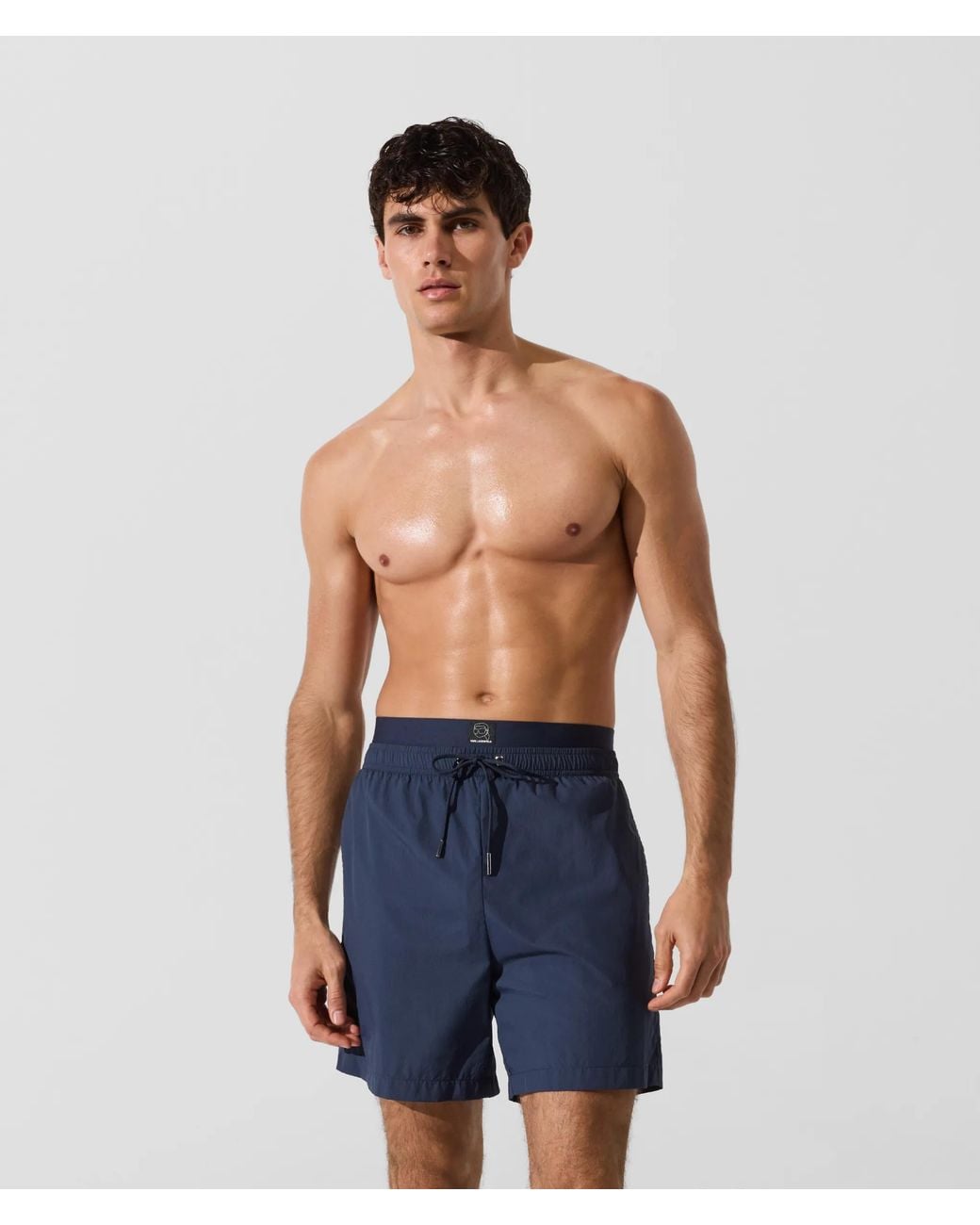 Karl Lagerfeld Blue Ikon Double-Waist Medium Boardshorts for men