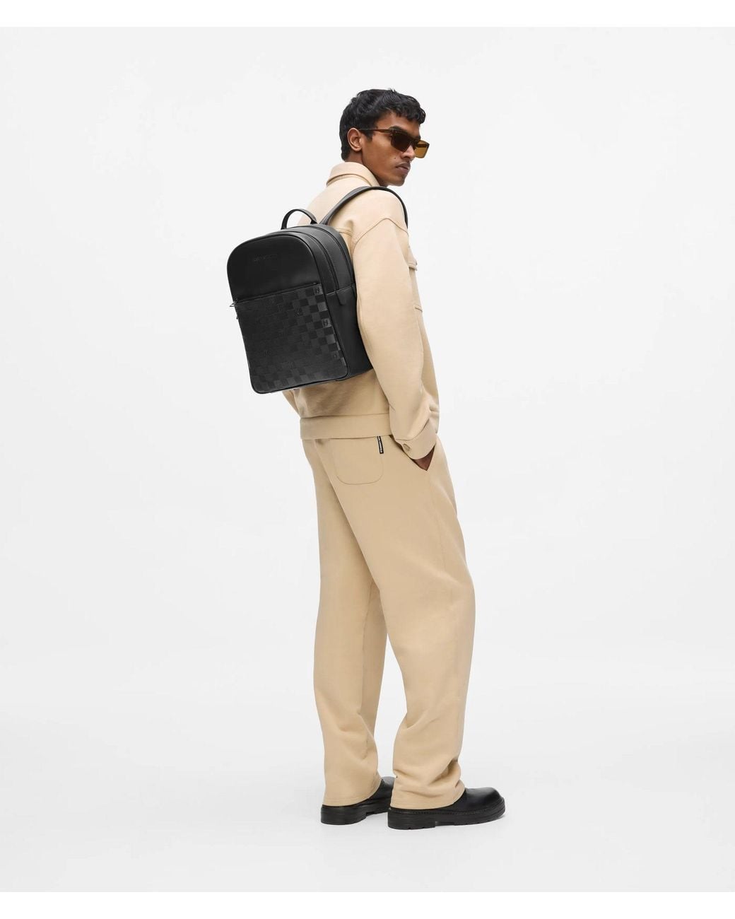 Karl Lagerfeld Black Monogram Checkerboard Backpack for men
