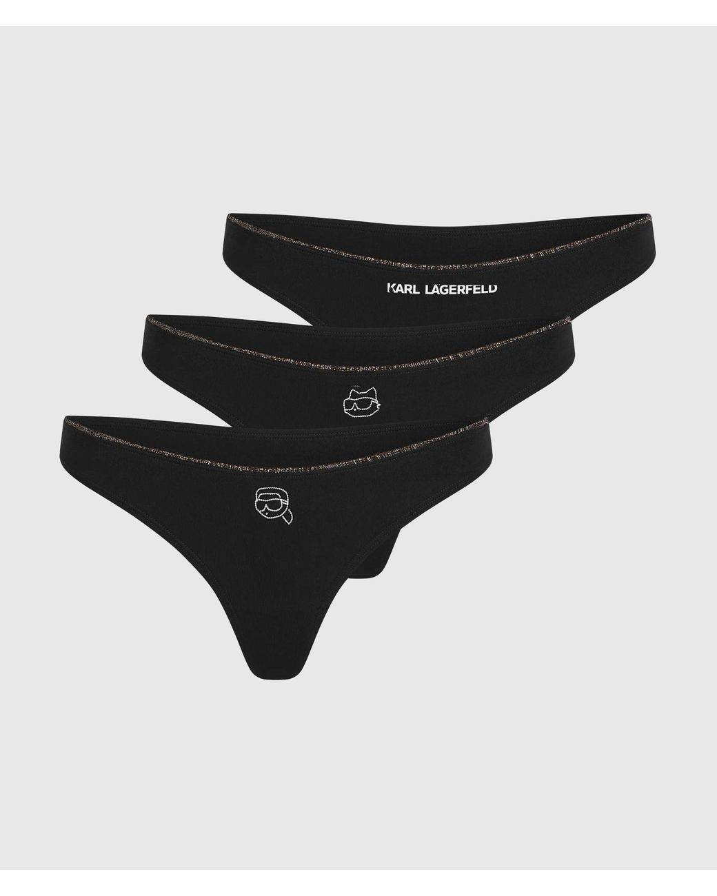 Karl Lagerfeld Black Ikon Glitter Thong