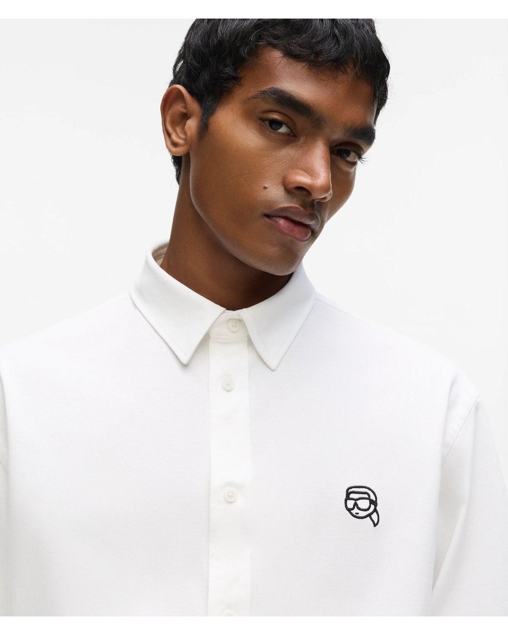 Karl Lagerfeld White Ikon Oxford Cotton Shirt for men