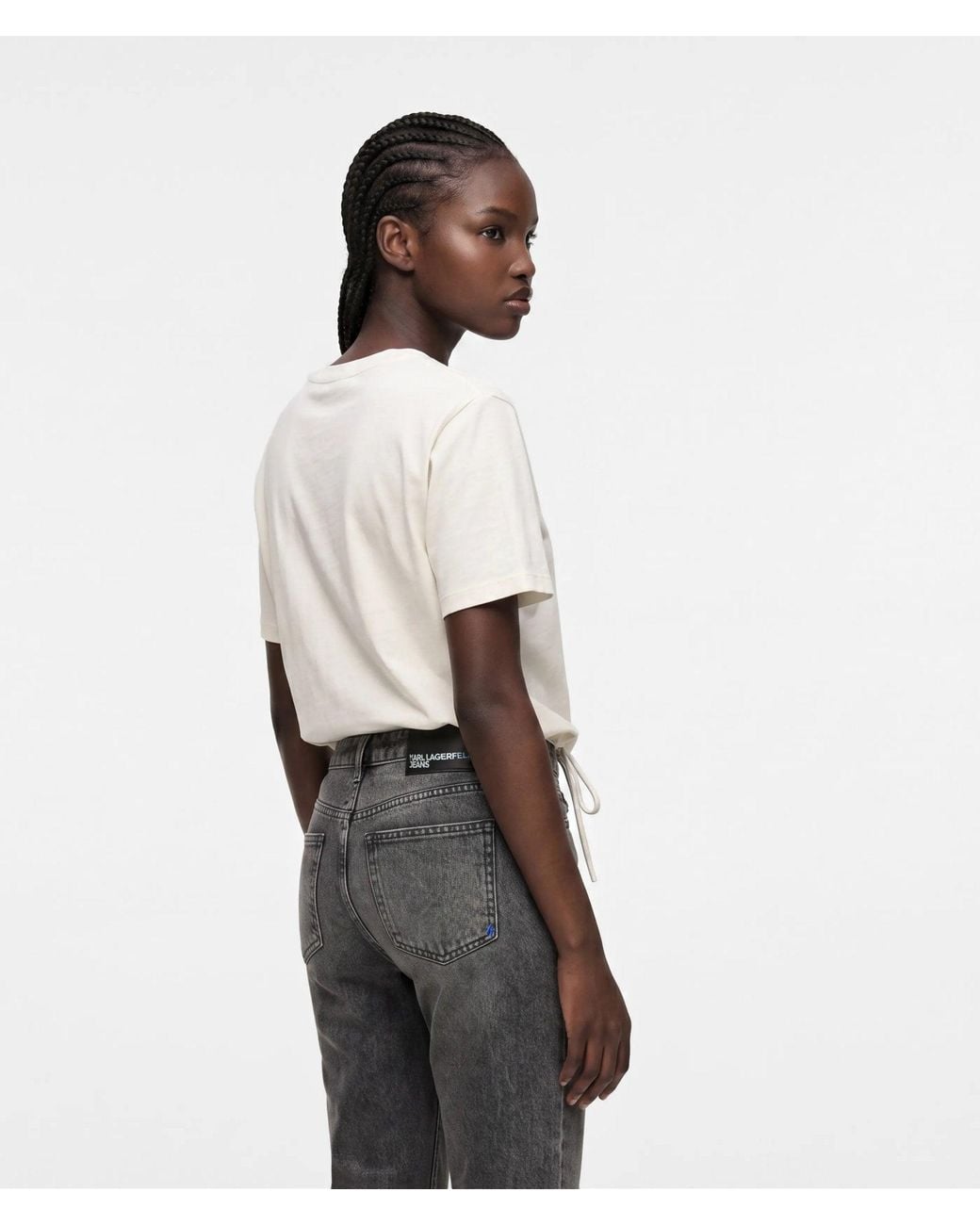 KL Jeans White Tied-Hem T-Shirt