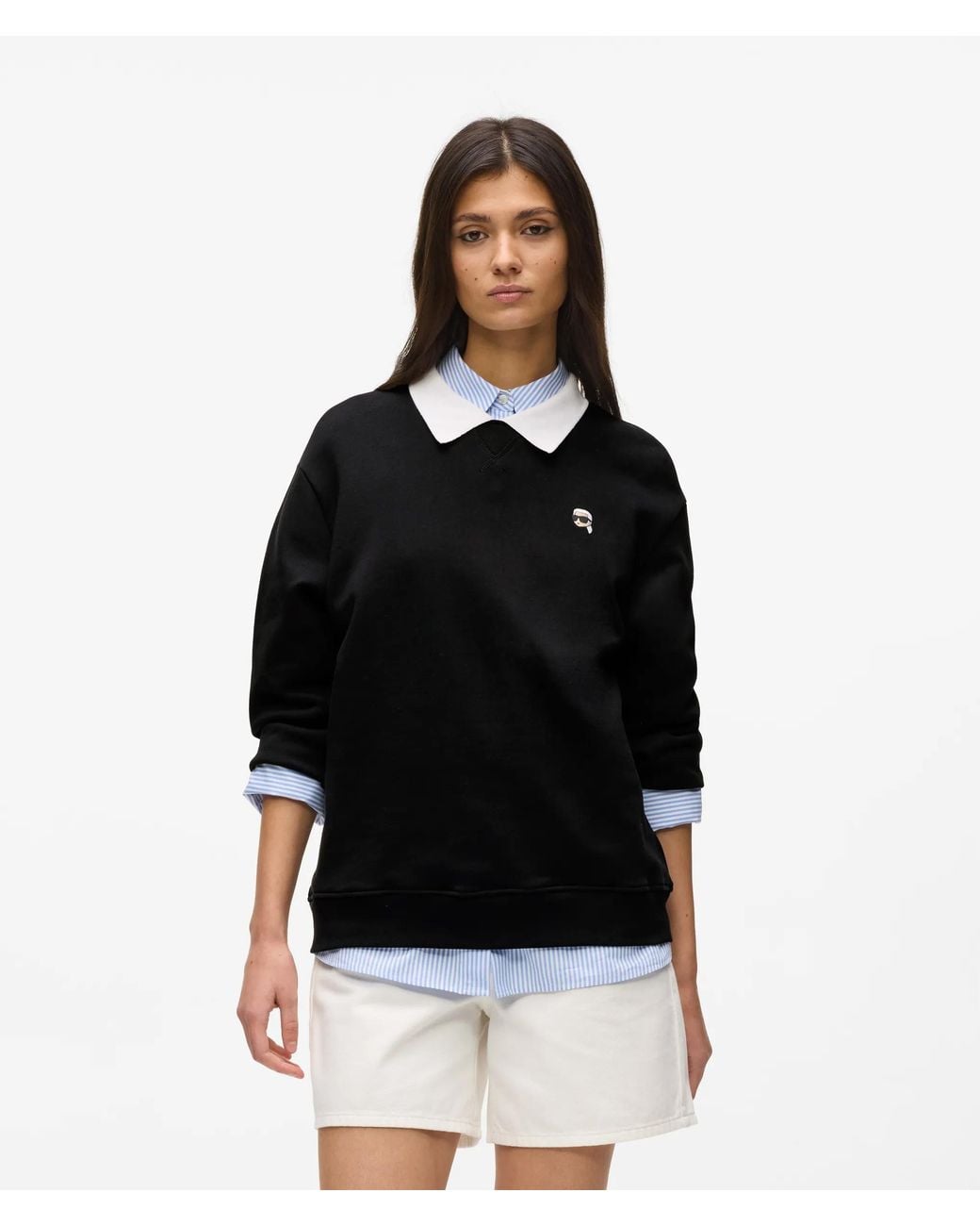Karl Lagerfeld Black Ikon Collar Sweatshirt