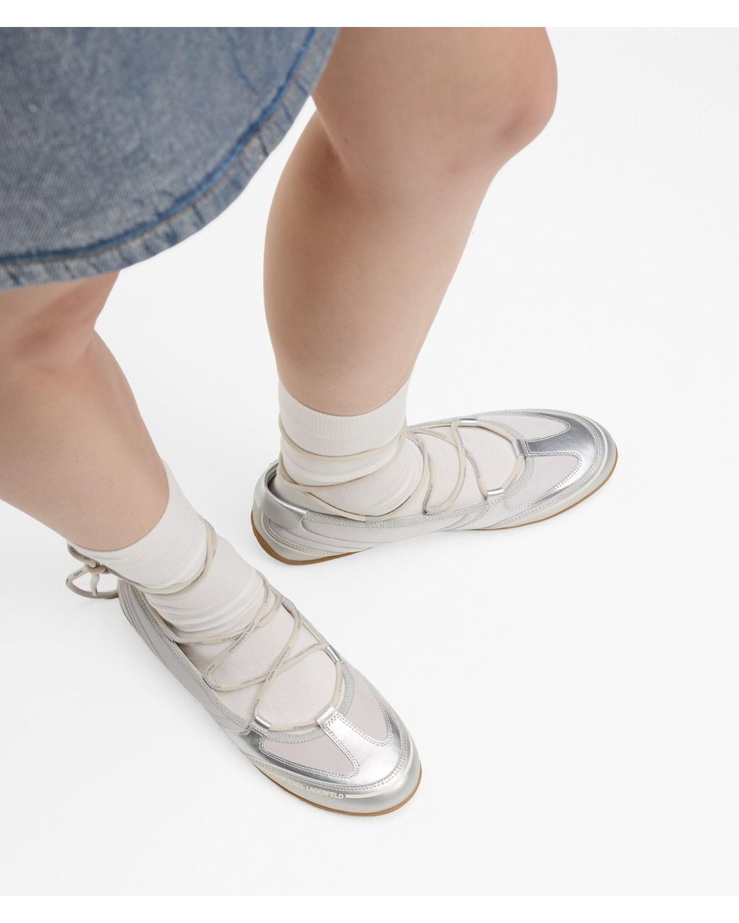 Karl Lagerfeld White Altia Ballerina Flats