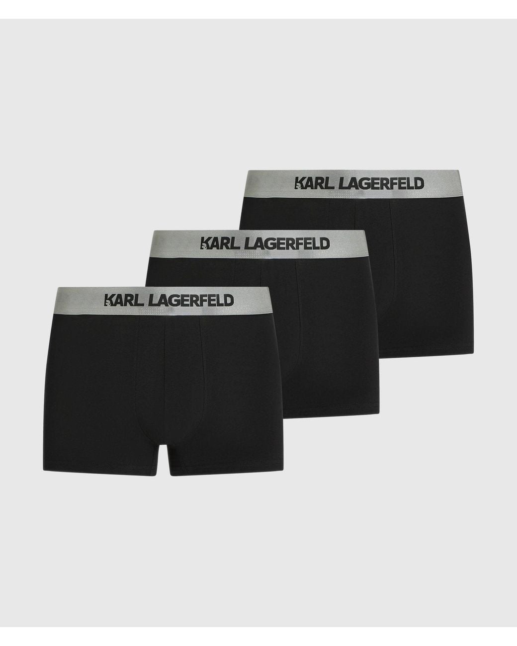 Karl Lagerfeld Black Metallic Logo Trunks – 3-Pack for men