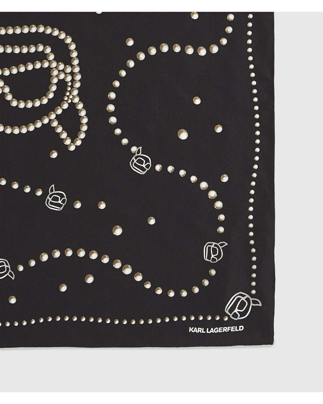 Karl Lagerfeld Black Ikon Pearl Print Silk Scarf
