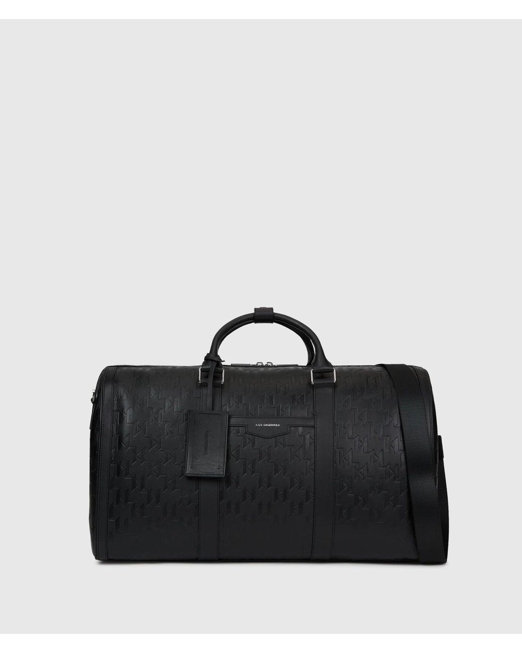 Karl Lagerfeld Black K/Loom Leather Weekender Bag for men