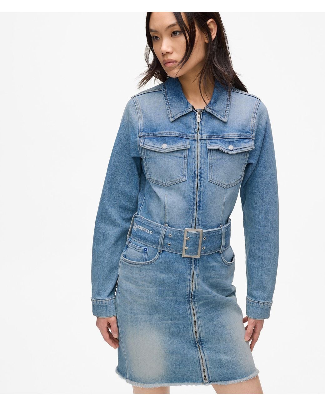 KL Jeans Blue Belted Denim Dress