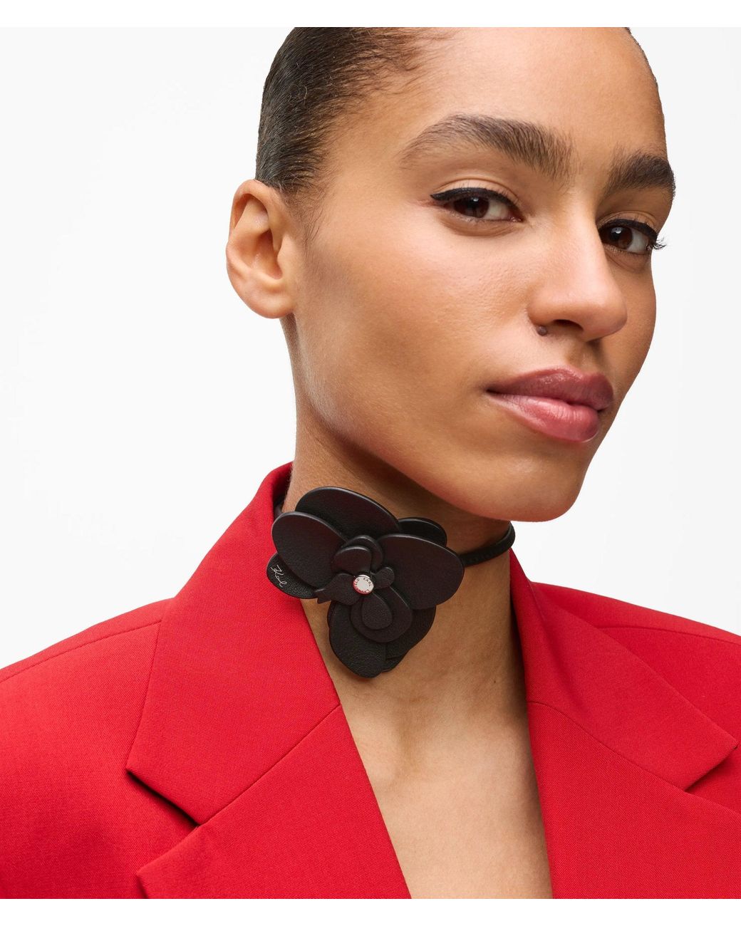Karl Lagerfeld Metallic K/Signature Flower Collar