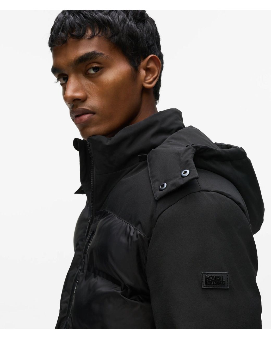 Karl Lagerfeld Black Water-Repellent Puffer Jacket for men