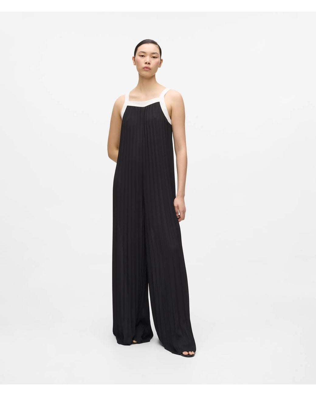 Karl Lagerfeld Black Pleated Jumpsuit