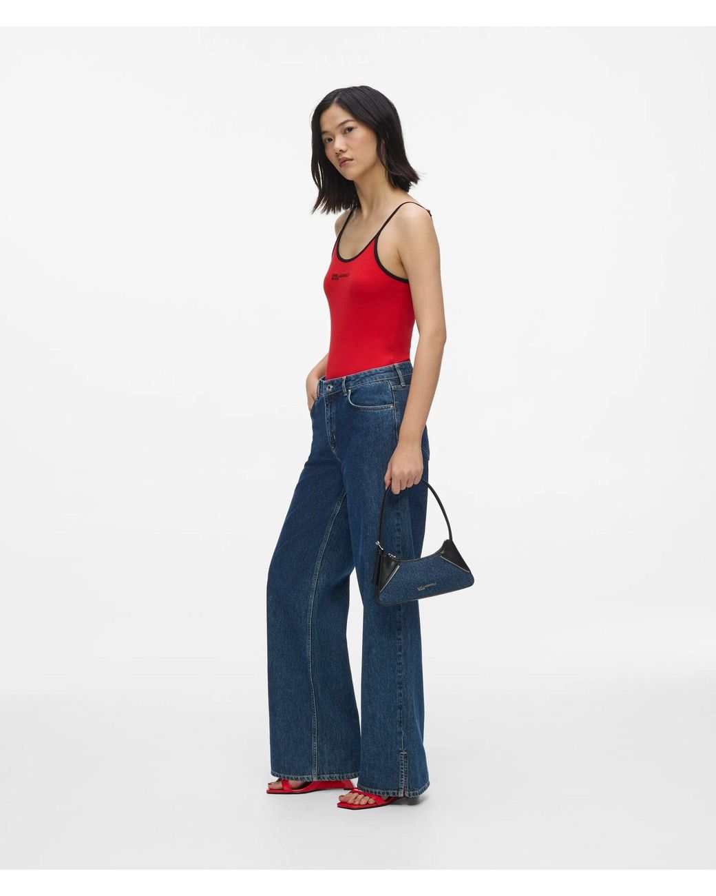 KL Jeans Blue Rebel Denim And Faux-Leather Shoulder Bag