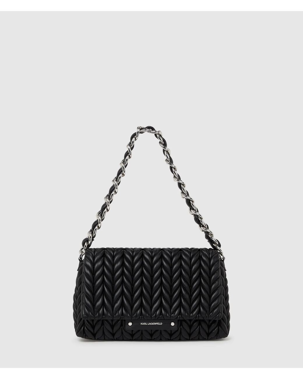 Karl Lagerfeld Black K/Weave Flap Shoulder Bag