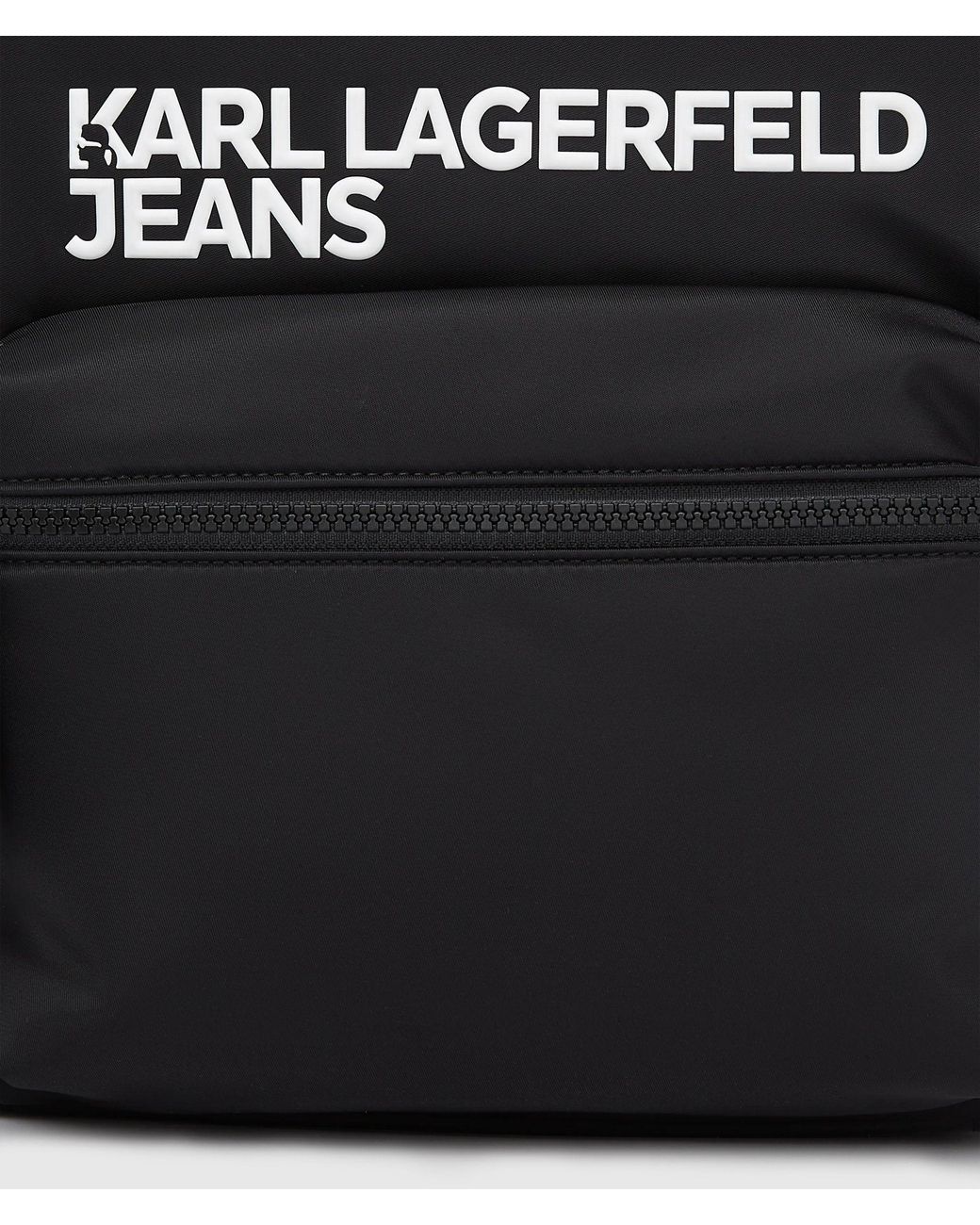 KL Jeans Black Logo Nylon Backpack for men