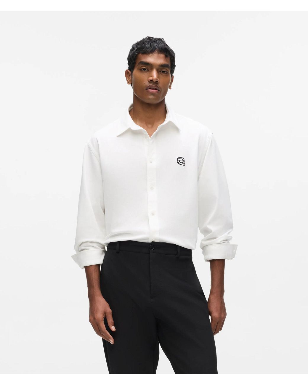 Karl Lagerfeld White Ikon Oxford Cotton Shirt for men
