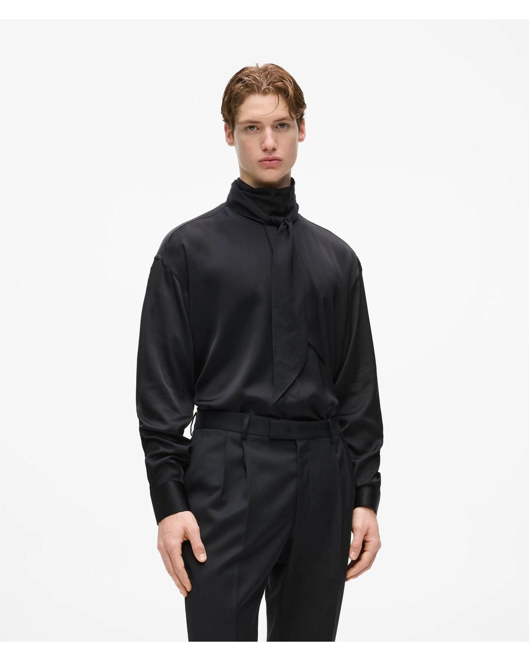 Karl Lagerfeld Black Kl Studio Scarf-Detail Shirt for men