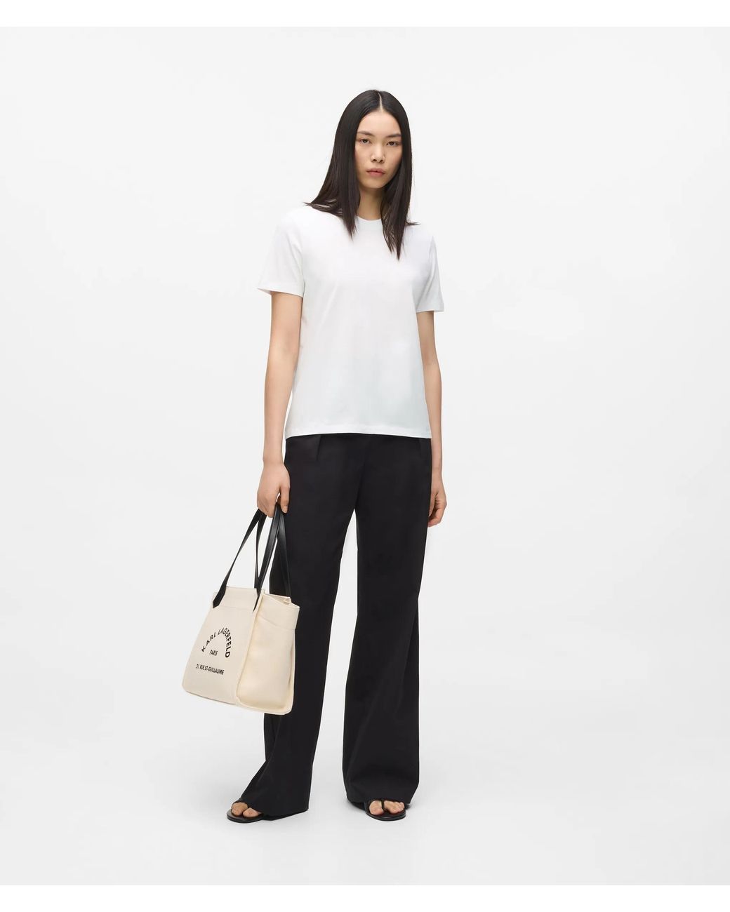 Karl Lagerfeld White Signature Regular-Fit T-Shirt, Damen, Größe
